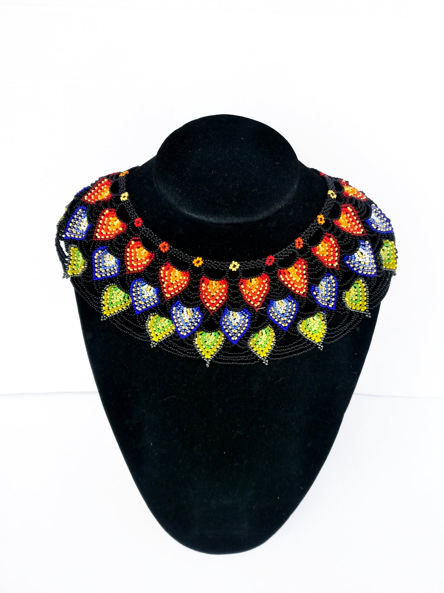 Ethno Perlenkette Kragen Halsschmuck Glasperlen Collier slavisch mexikanisch orientalisch