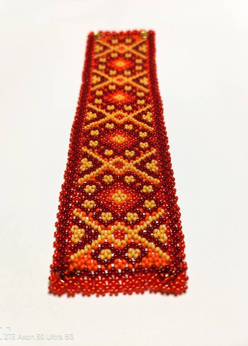 Perlenarmband Huichol blau Mexikanisch heilige Geometrie Bracelet Ethno Boho für Mann und Frau
