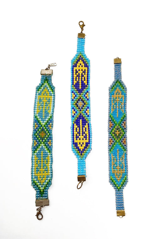 Armband Schema Muster Ukrainisches Wappen Ethno Kreuzstich Weberei Perlenschmuck