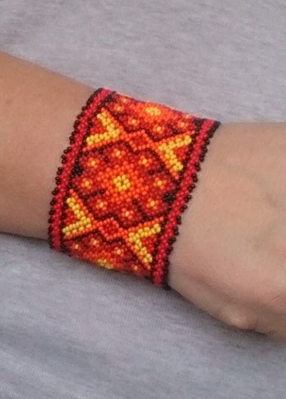 Mexikanischer Perlenarmband rot Ethno Boho Hippie schmuck