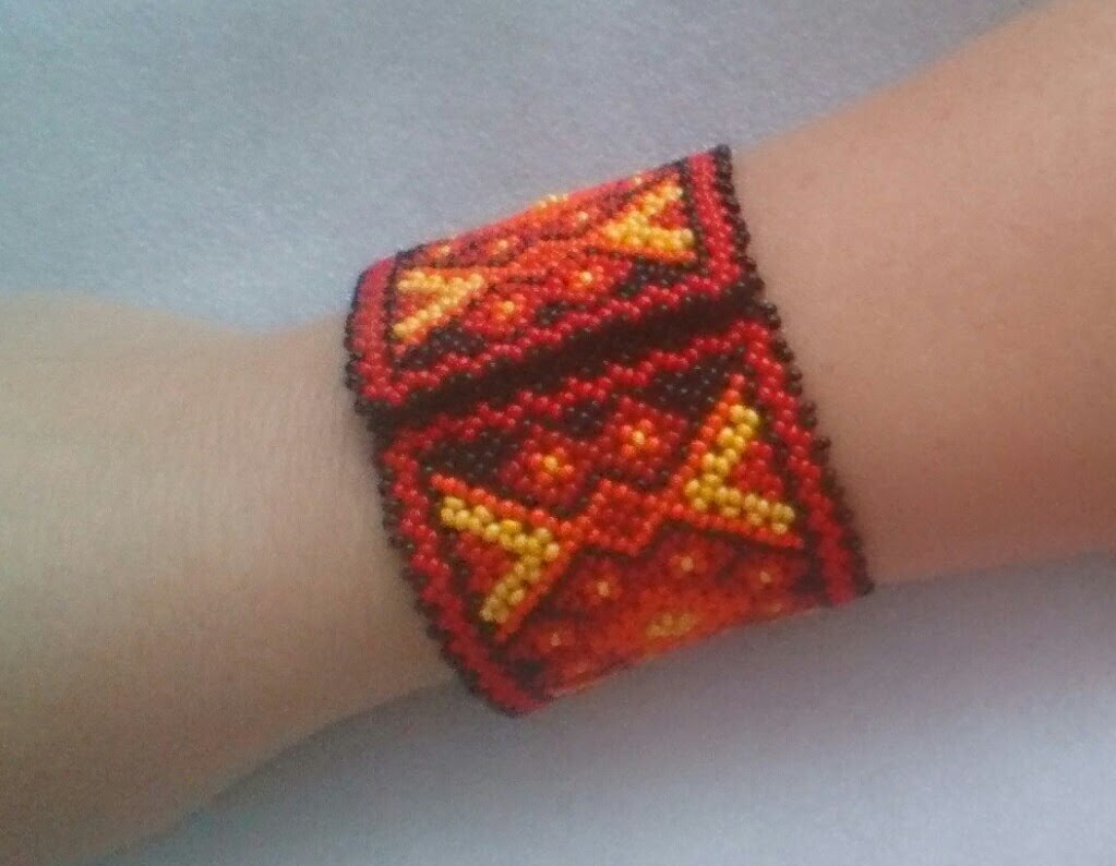 Mexikanischer Perlenarmband rot Ethno Boho Hippie schmuck