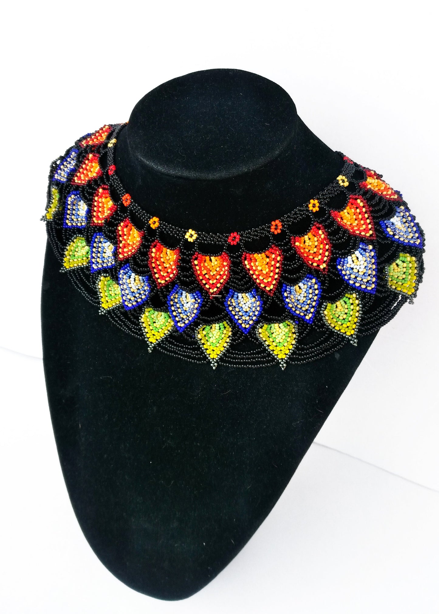 Ethno Perlenkette Kragen Halsschmuck Glasperlen Collier slavisch mexikanisch orientalisch