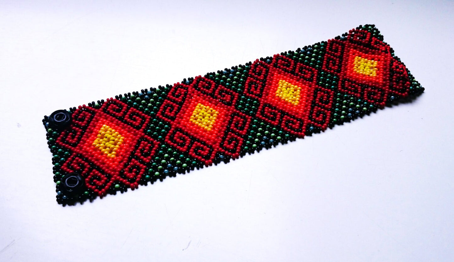 Mexican Huichol style Perlenarmband unisex hippie ethno shipibo heilige Geometrie