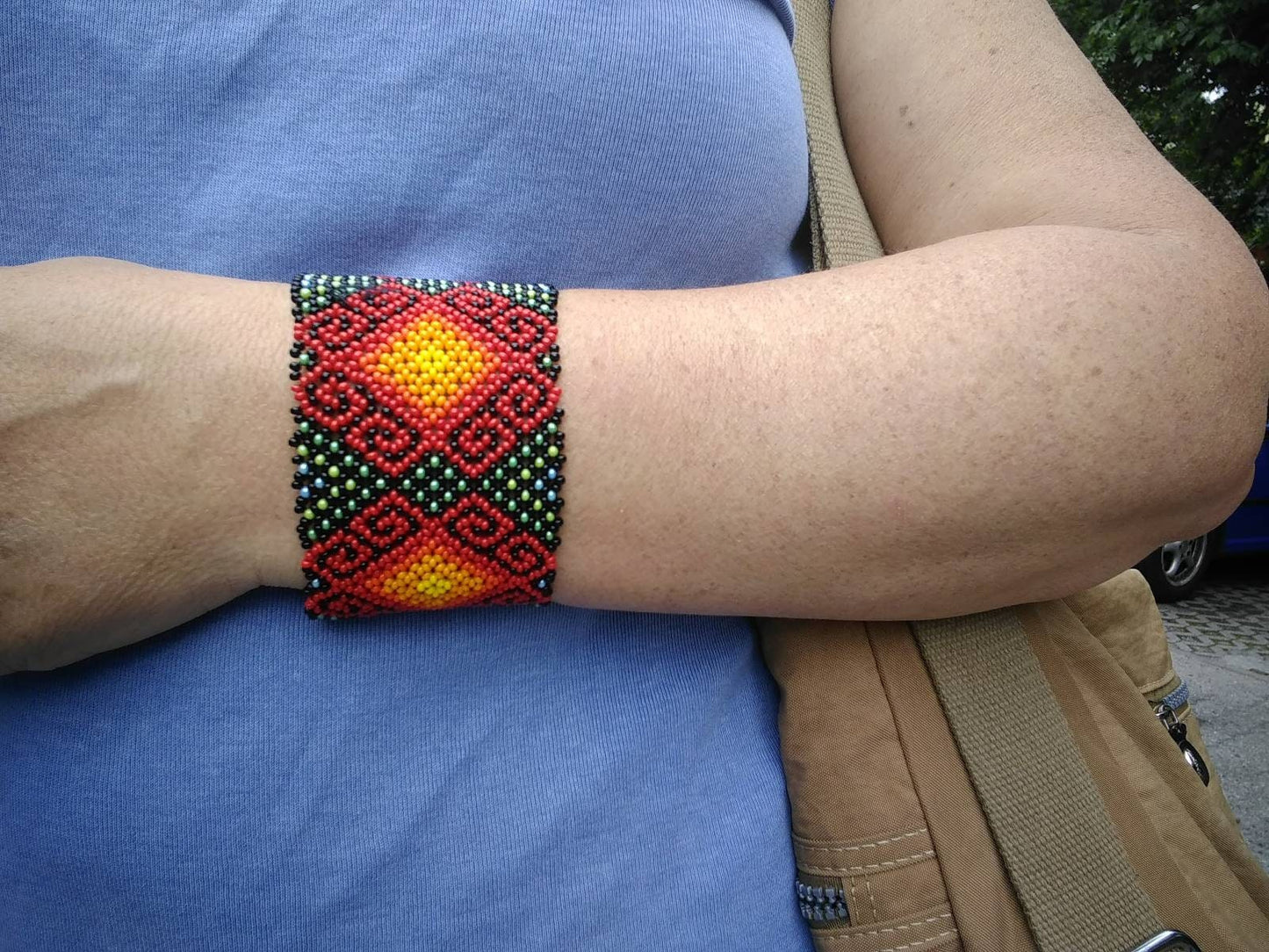 Mexican Huichol style Perlenarmband unisex hippie ethno shipibo heilige Geometrie