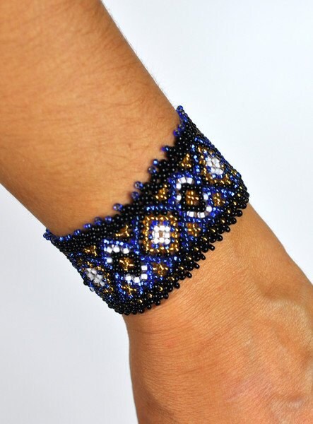 Ukrainian Necklace and Bracelett Slavic Ethnostyle "Sylanka". Elegant beaded collar necklace and cuff.