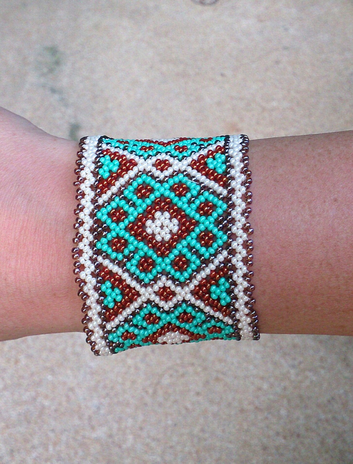 Mexican Huichol Beaded bracelet Manchete Ethno Unisex Hippie
