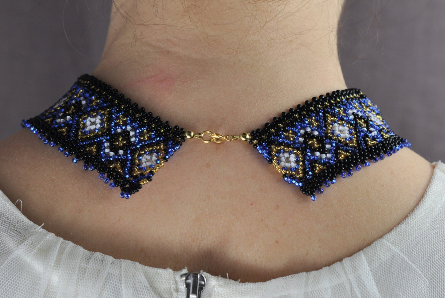 Ukrainian Necklace and Bracelett Slavic Ethnostyle "Sylanka". Elegant beaded collar necklace and cuff.