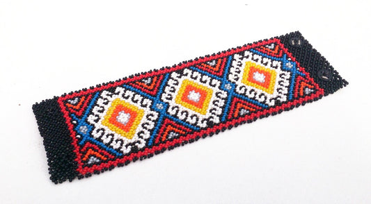 Mexican Huichol Beaded bracelet Ethno native american style jewelry heilige Geometrie