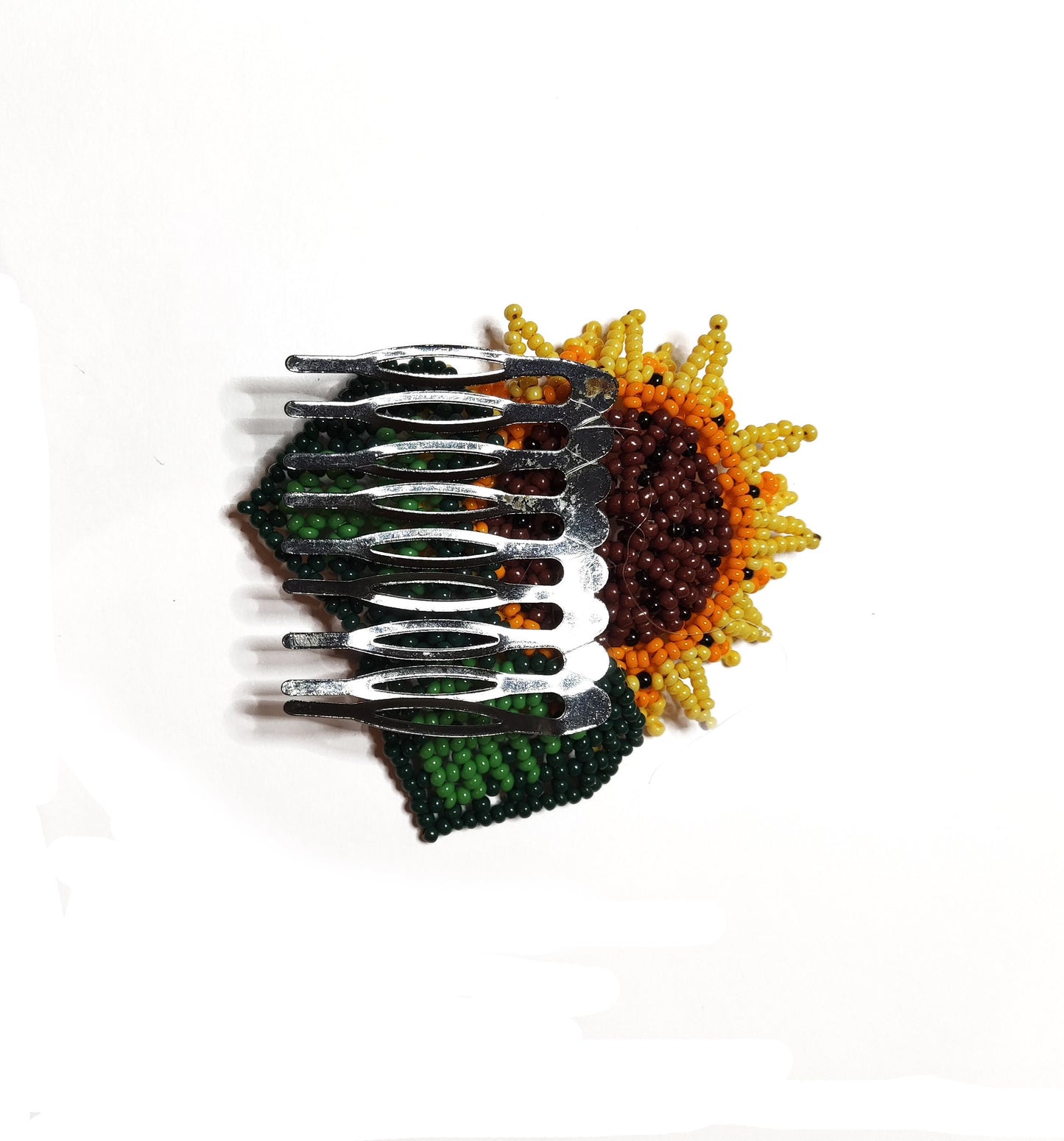 Haarspange Kamm Sonnenblume  Haarschmuck Ethno Huichol