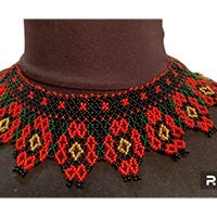 Anleitung: Ukrainische Halskette aus Perlen Slawischen Ethnostyle "Sylanka" Rote Blumen