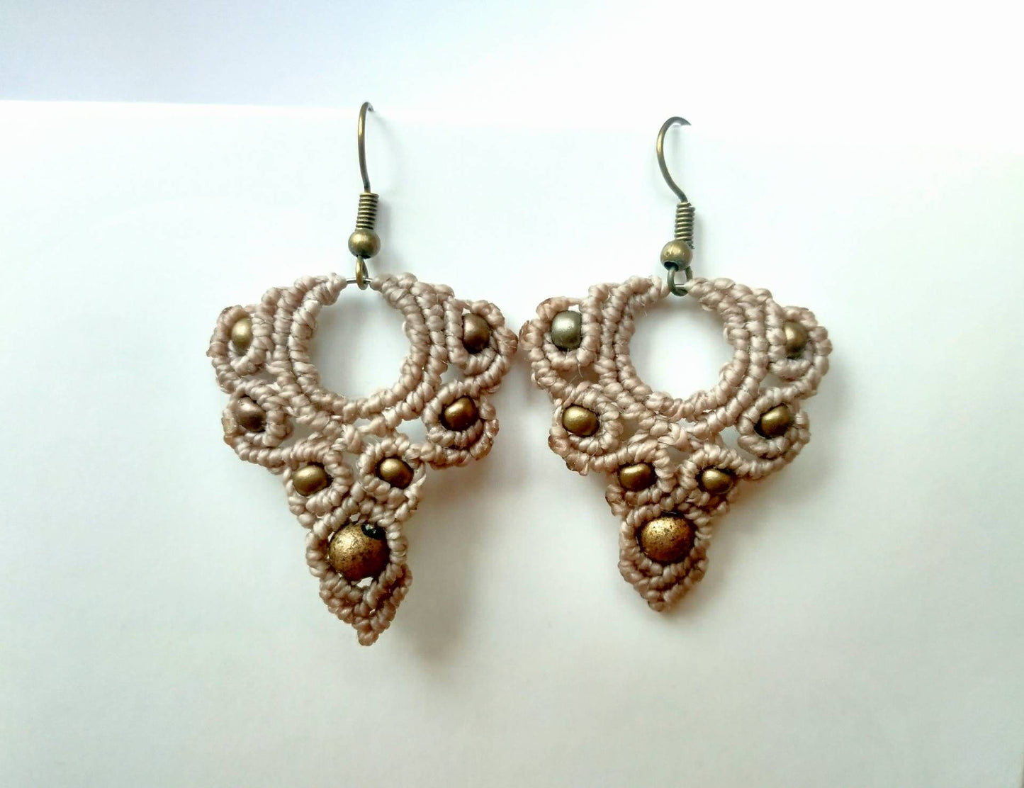 Ohrringe Makramee boho hippie türkis, blau, beige