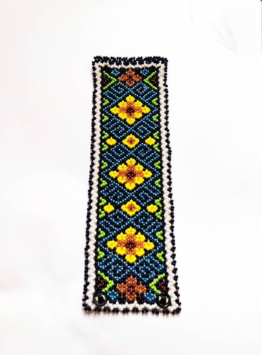 Mexikanisch Huichol Perlenarmband Ethno Native American  indianer style Heilige Geometrie