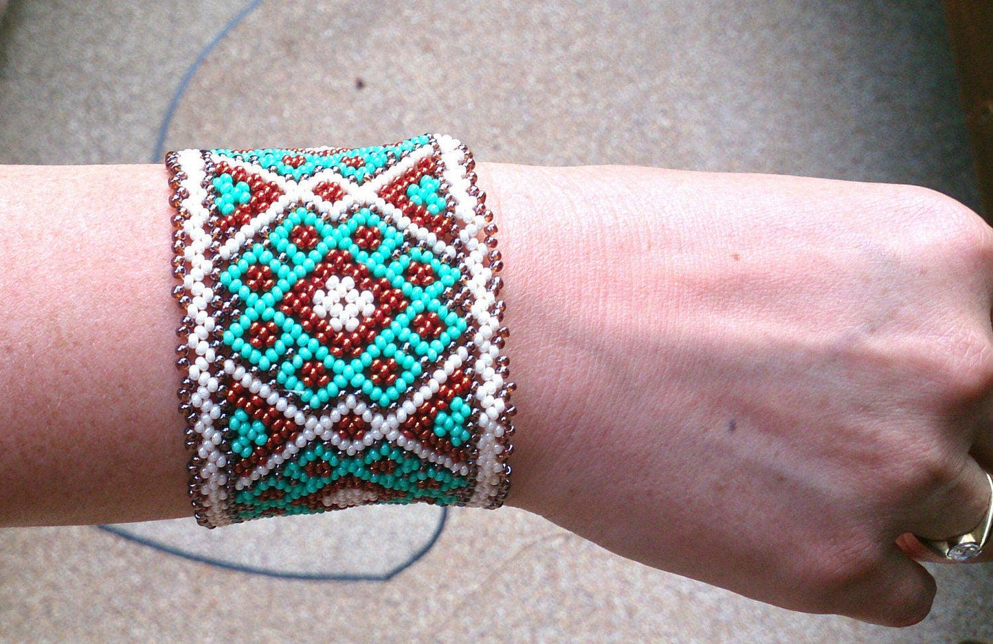 Mexican Huichol Beaded bracelet Manchete  Ethno Unisex Hippie