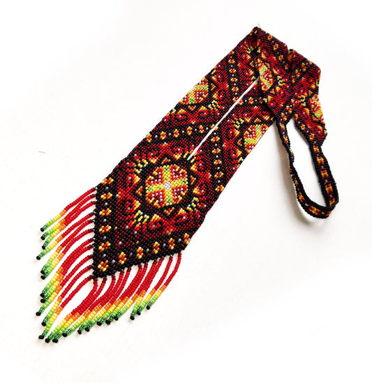 Tribal Halskette Ukrainische Perlenkette Ethno Slavic Schmuck Gerdan Statement mit fransen