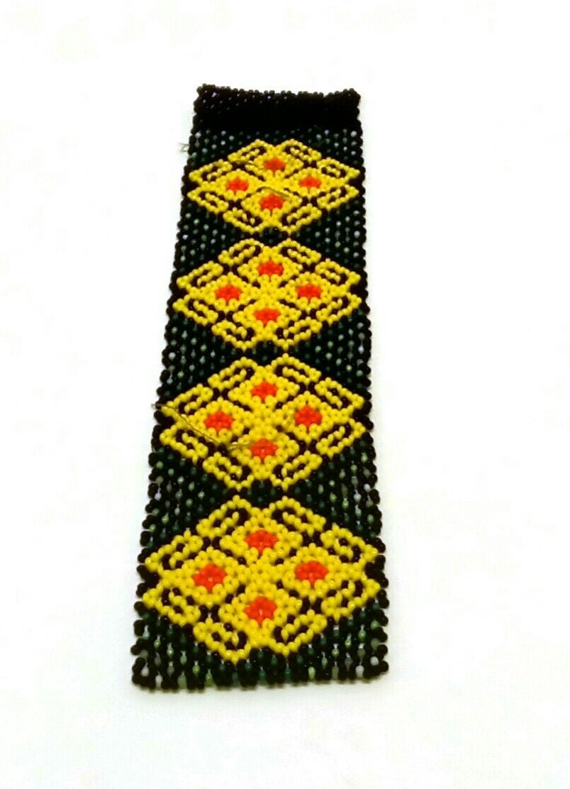 Mexican Huichol Beaded bracelet manschette ethno native american aztec style Unisex