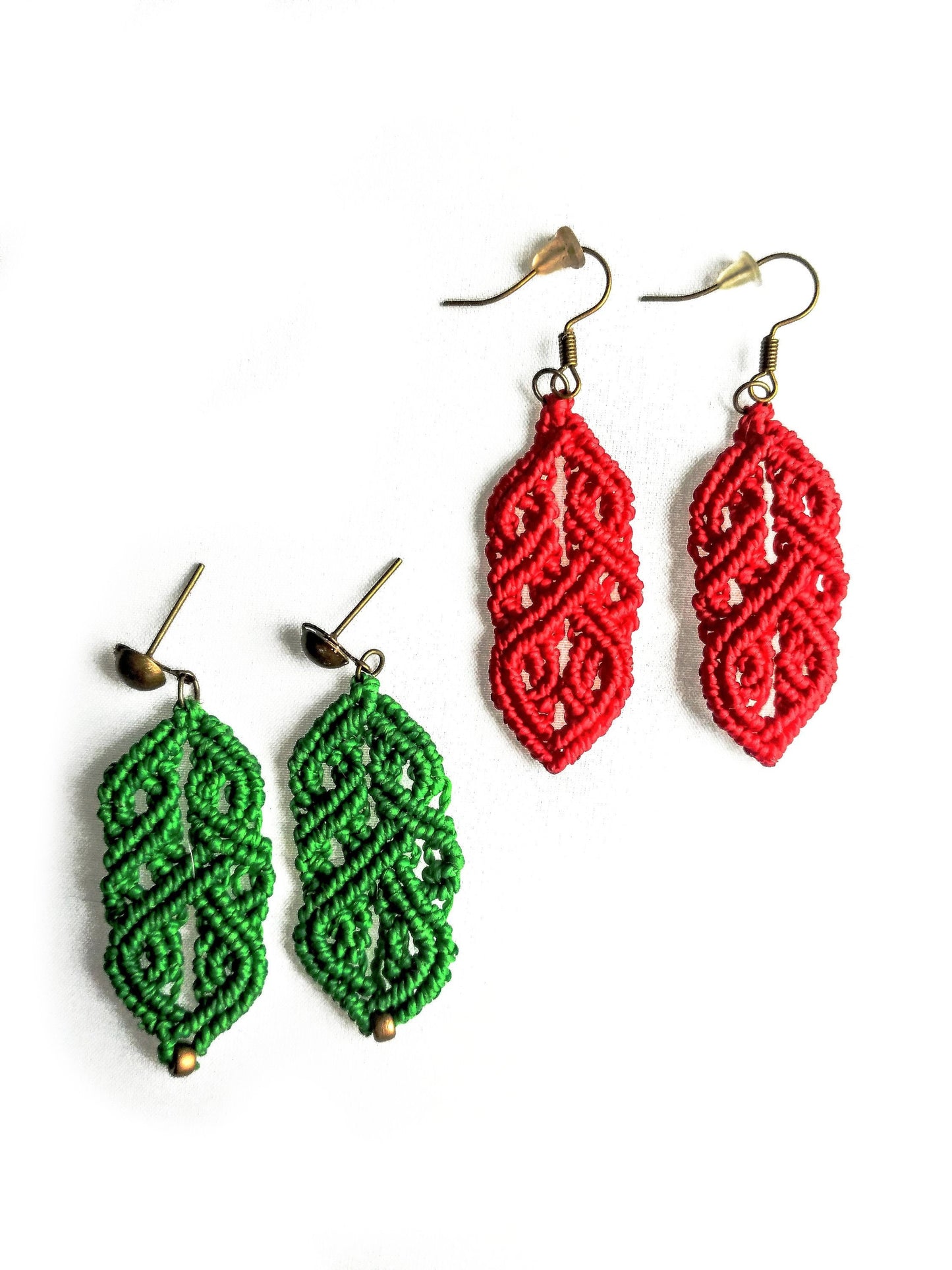 Ohrringe Keltisch makrame boho hippie rot grün blau türkis