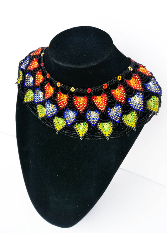 Ethno Perlenkette Kragen Halsschmuck Glasperlen Collier slavisch mexikanisch orientalisch