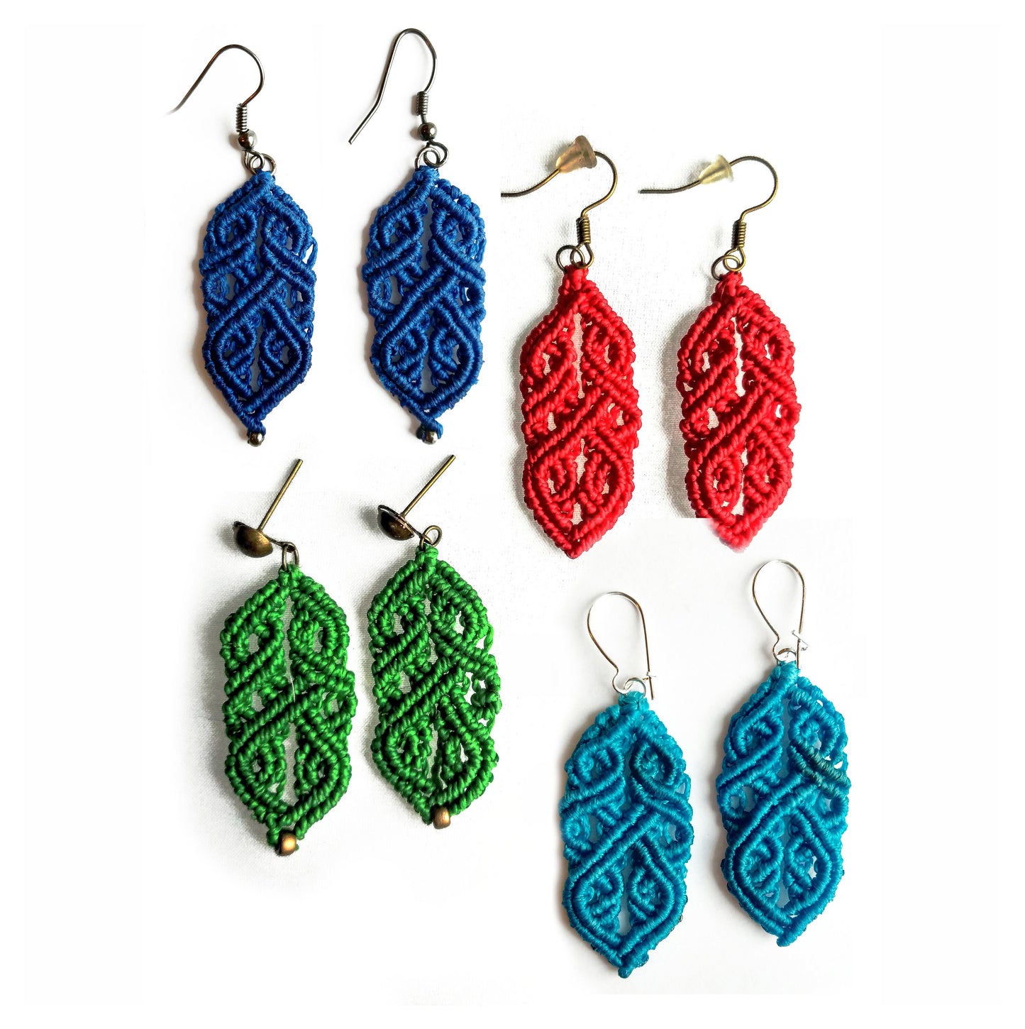 Ohrringe Keltisch makrame boho hippie rot grün blau türkis