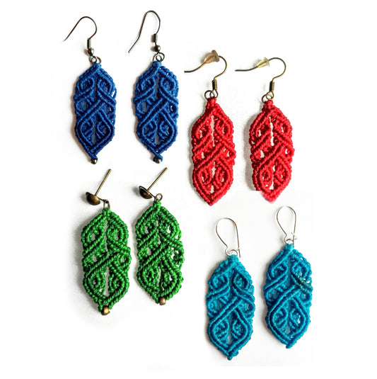 Ohrringe Keltisch makrame boho hippie rot grün blau türkis