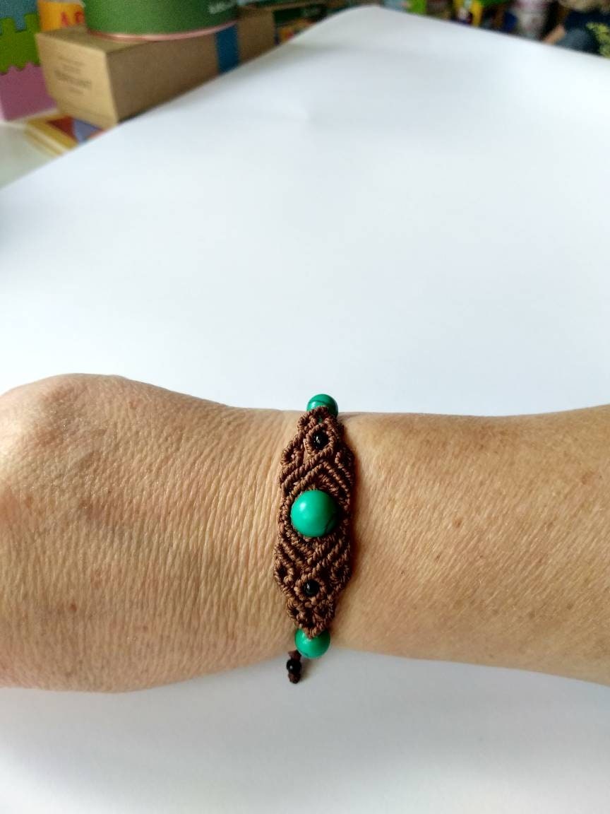 Makrame Boho Armband mit Perlen mit Perlen Große S-XL