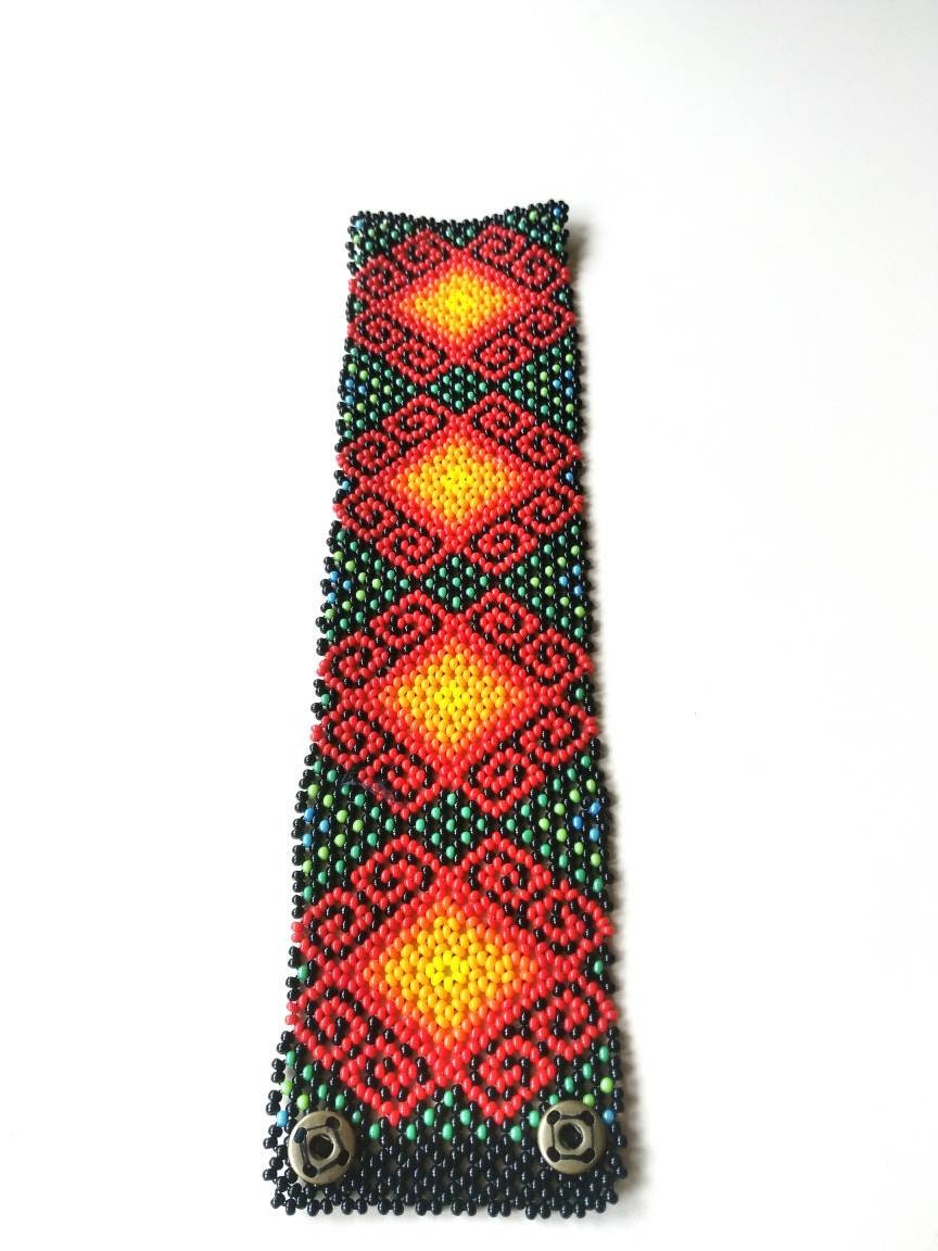 Mexican Huichol style Perlenarmband unisex hippie ethno shipibo heilige Geometrie