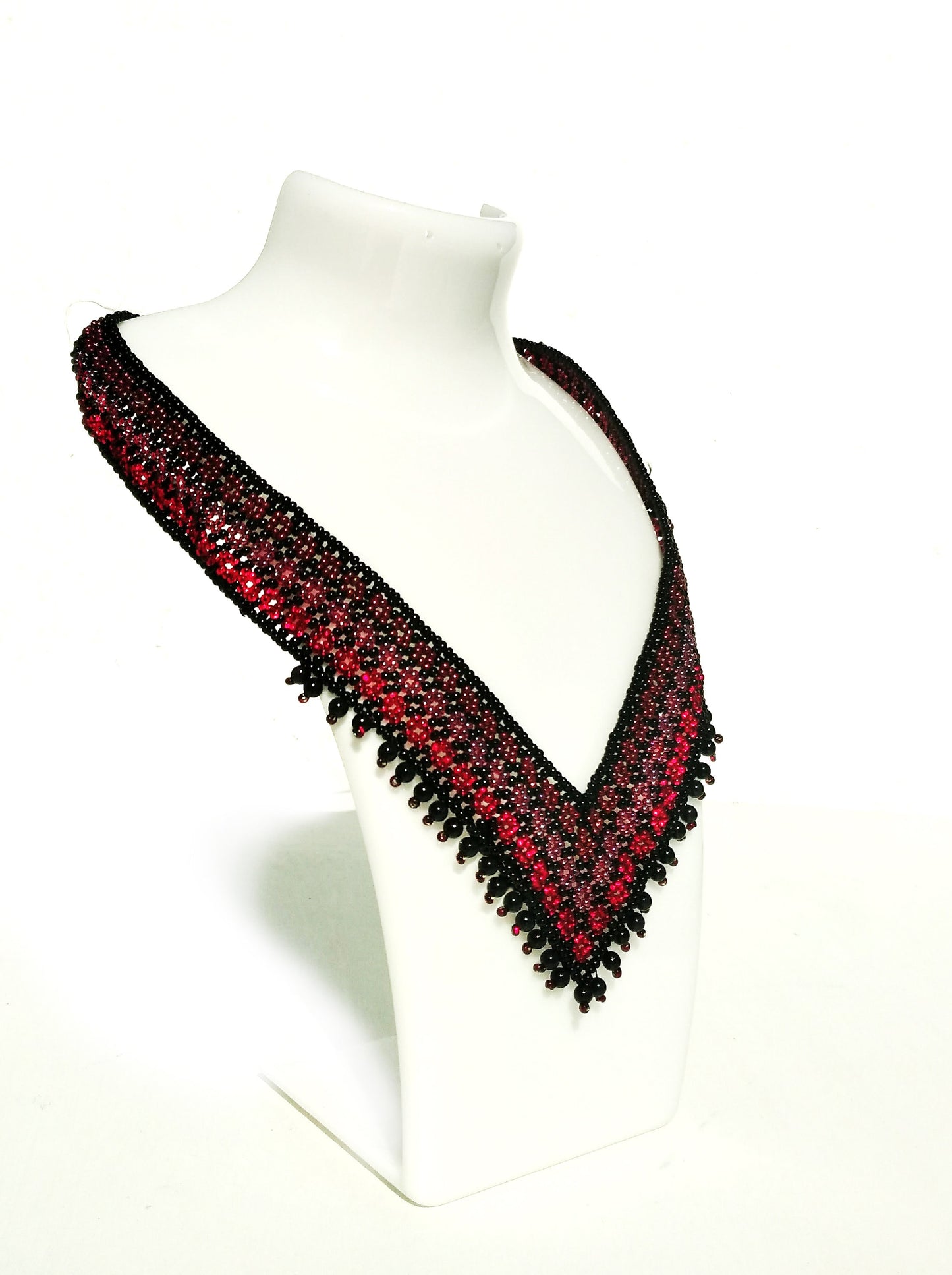 V-Halskette Huichol Halsschmuck Tribal Ethno Boho Perlenkette Grün