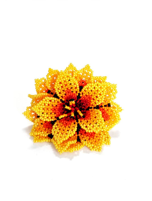 Gelbe Blume Haarclip aus Glasperlen Huichol Style Haar-Accessoires