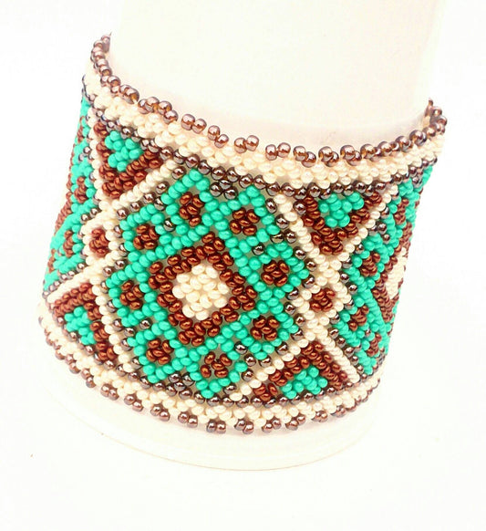 Mexican Huichol Beaded bracelet Manchete  Ethno Unisex Hippie