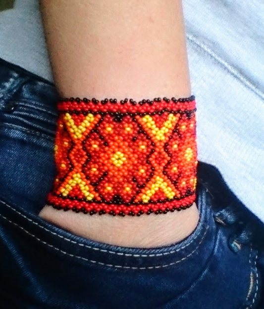 Mexikanischer Perlenarmband rot Ethno Boho Hippie schmuck