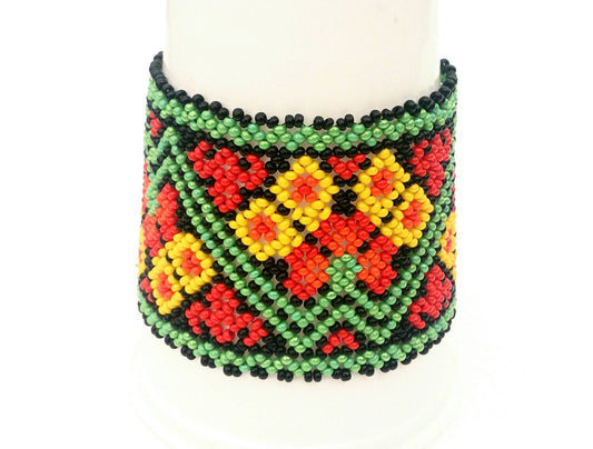 Mexican Huichol Beaded bracelet cuff Indianer Style Boho jewelry